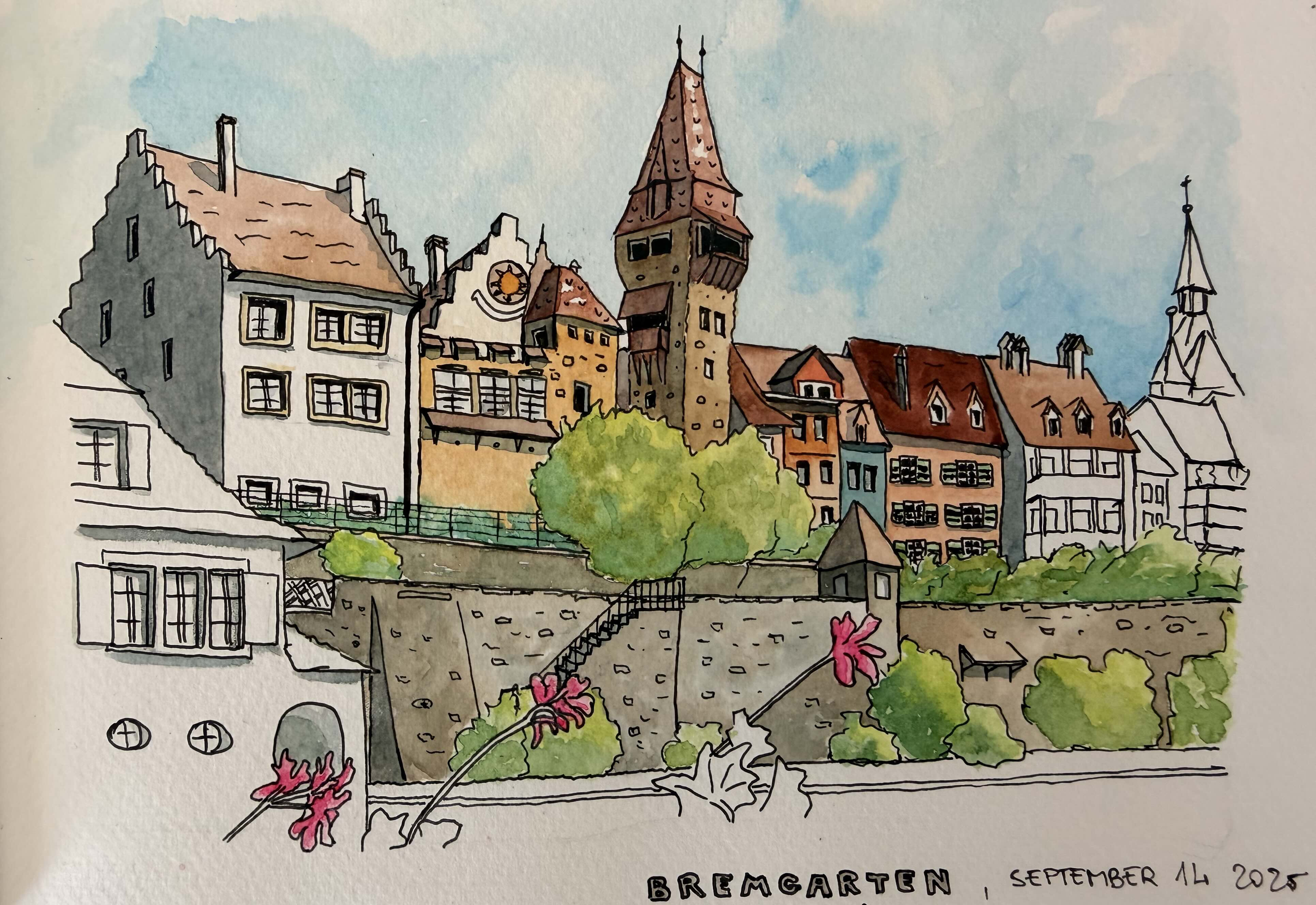 A watercolor painting of Bremgarten