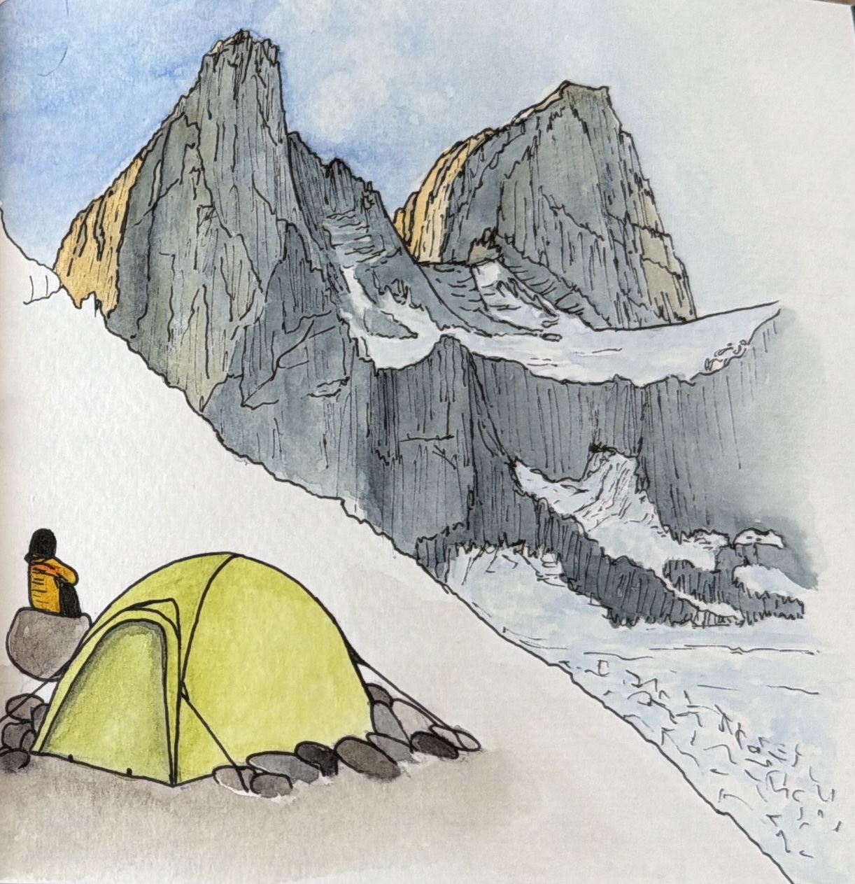A drawing of the camping are with Fitz Roy