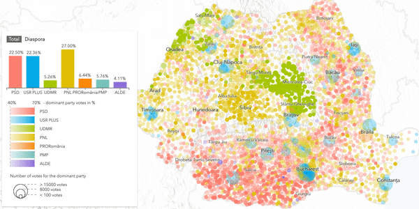 final map of elections in Romania